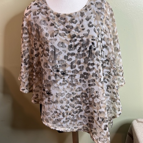 Chico's Brown Asymmetrical Jayma Poncho in Desert Animal Beige, size medium - Picture 1 of 15